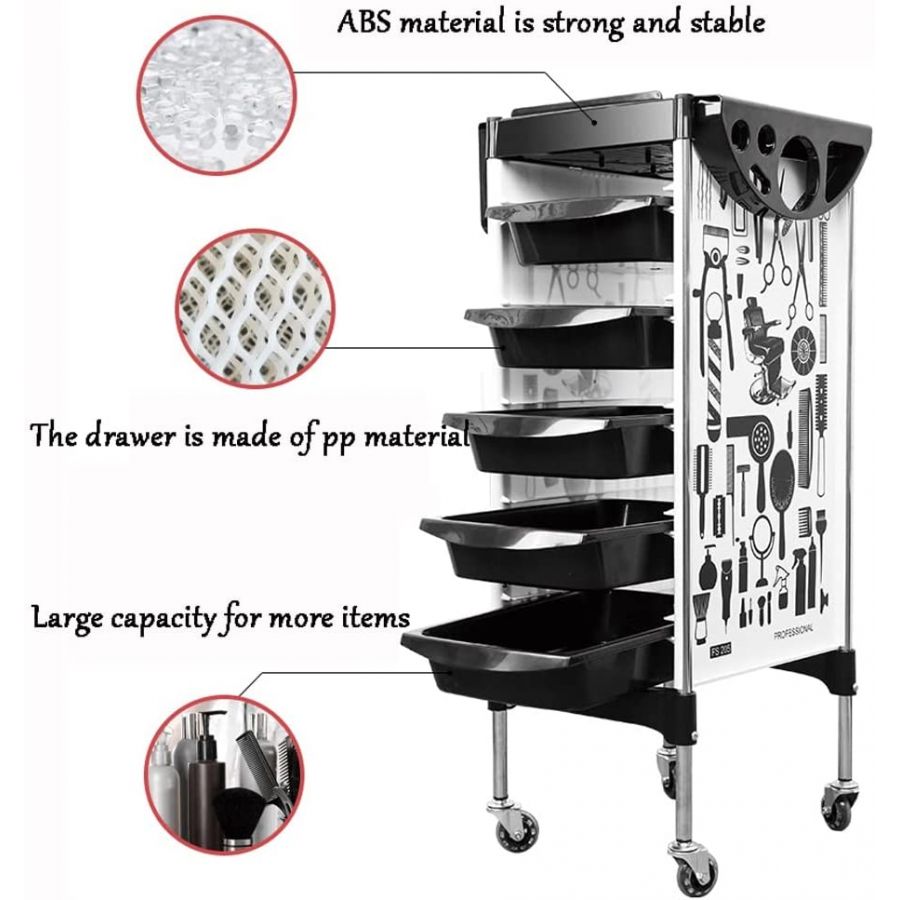 Stylish Tray Storage Cart Beauty Salon Trolley 